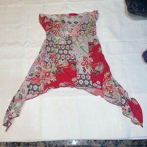 Y Generation Japanese Floral Patchwork Strapless Tie-back Top S